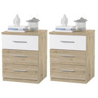 NACHTSCHRANKSET 46/56/41 cm  - Eichefarben/Alufarben, Design, Holzwerkstoff/Kunststoff (46/56/41cm) - Ti'me