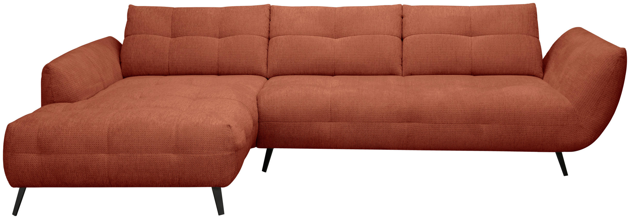 ECKSOFA Chenille Rostfarben  - Rostfarben/Schwarz, Konventionell, Textil/Metall (215/313cm) - Hom`in