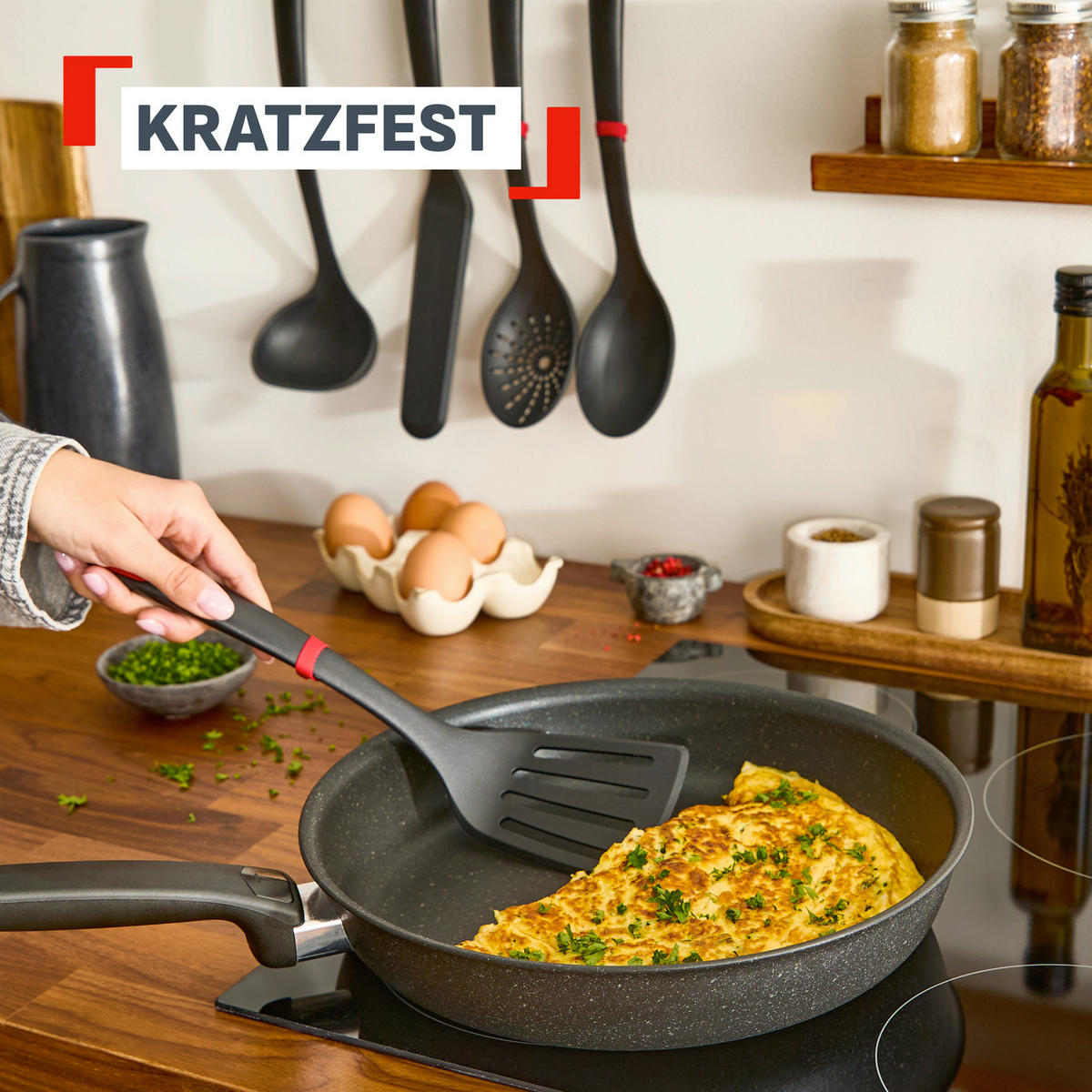 KÜCHENHELFERSET Ingenio  - Graubraun/Rot, Basics, Kunststoff - Tefal