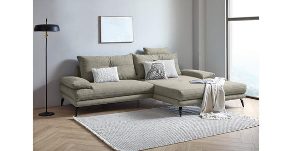 ECKSOFA in Flachgewebe Taupe  - Taupe/Schwarz, KONVENTIONELL, Textil/Metall (294/176cm) - Carryhome