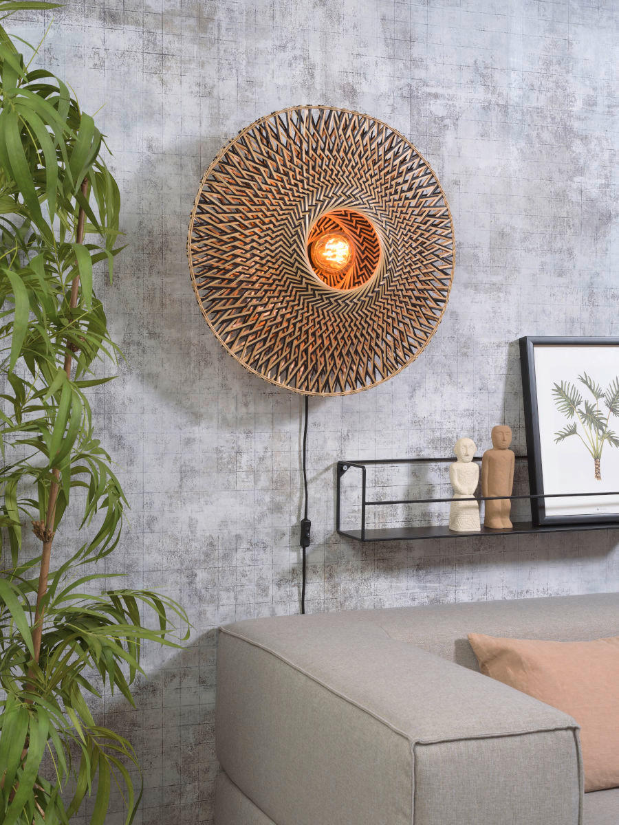 WANDLEUCHTE - Hellbraun/Schwarz, Design, Naturmaterialien/Metall (60/15cm) - Good & Mojo