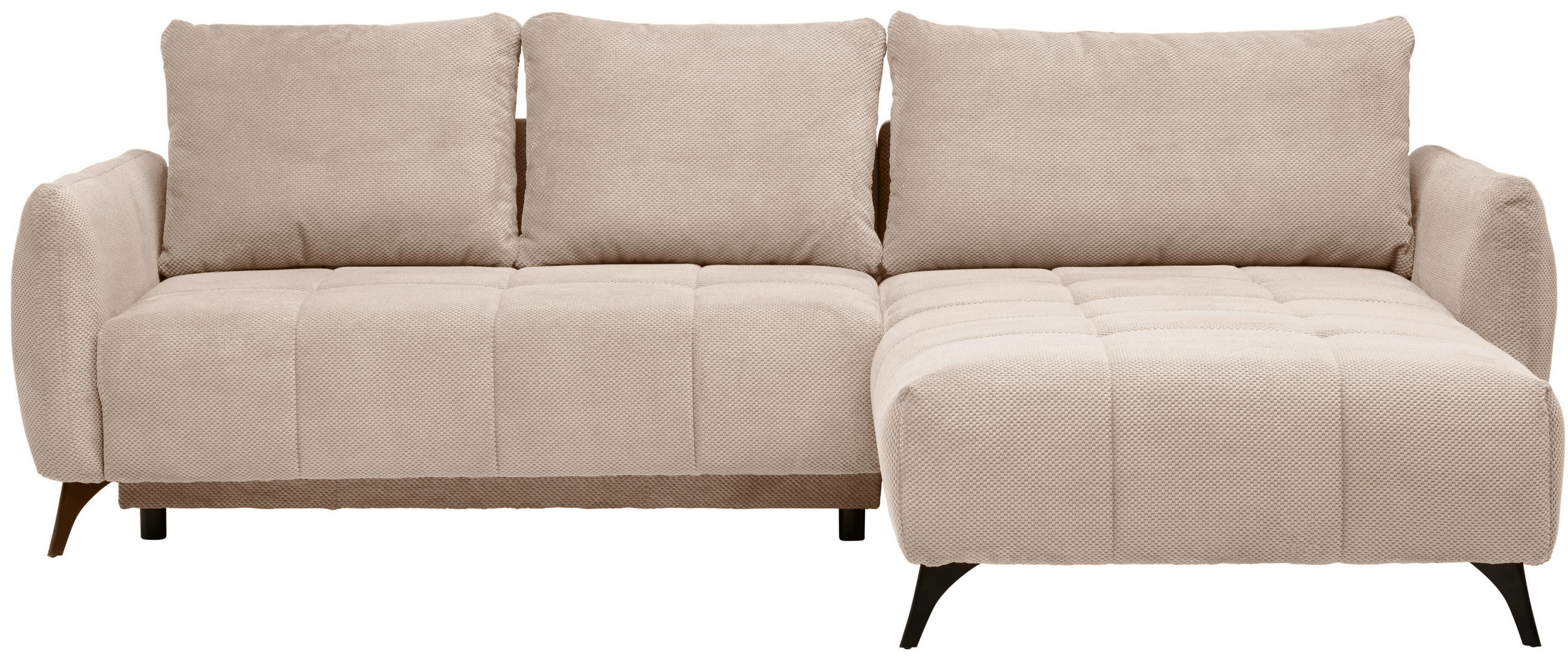HÖRNSOFFA i struktur, plysch beige  - beige/svart, Design, metall/textil (287/197cm) - Livetastic