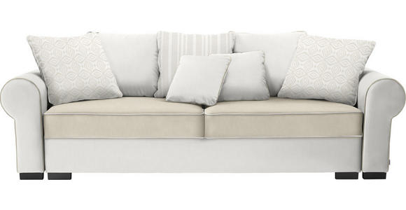 BIGSOFA in Textil Creme, Naturfarben - Creme/Braun, ROMANTIK / LANDHAUS, Kunststoff/Textil (256/74-90/106cm) - Hom`in