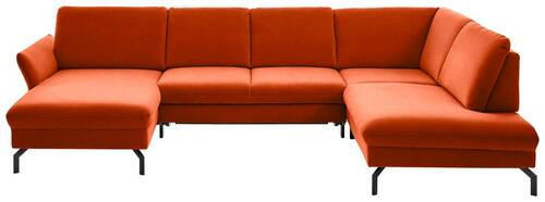 WOHNLANDSCHAFT in Velours Orange  - Schwarz/Orange, Design, Textil/Metall (179/335/220cm) - Beldomo System