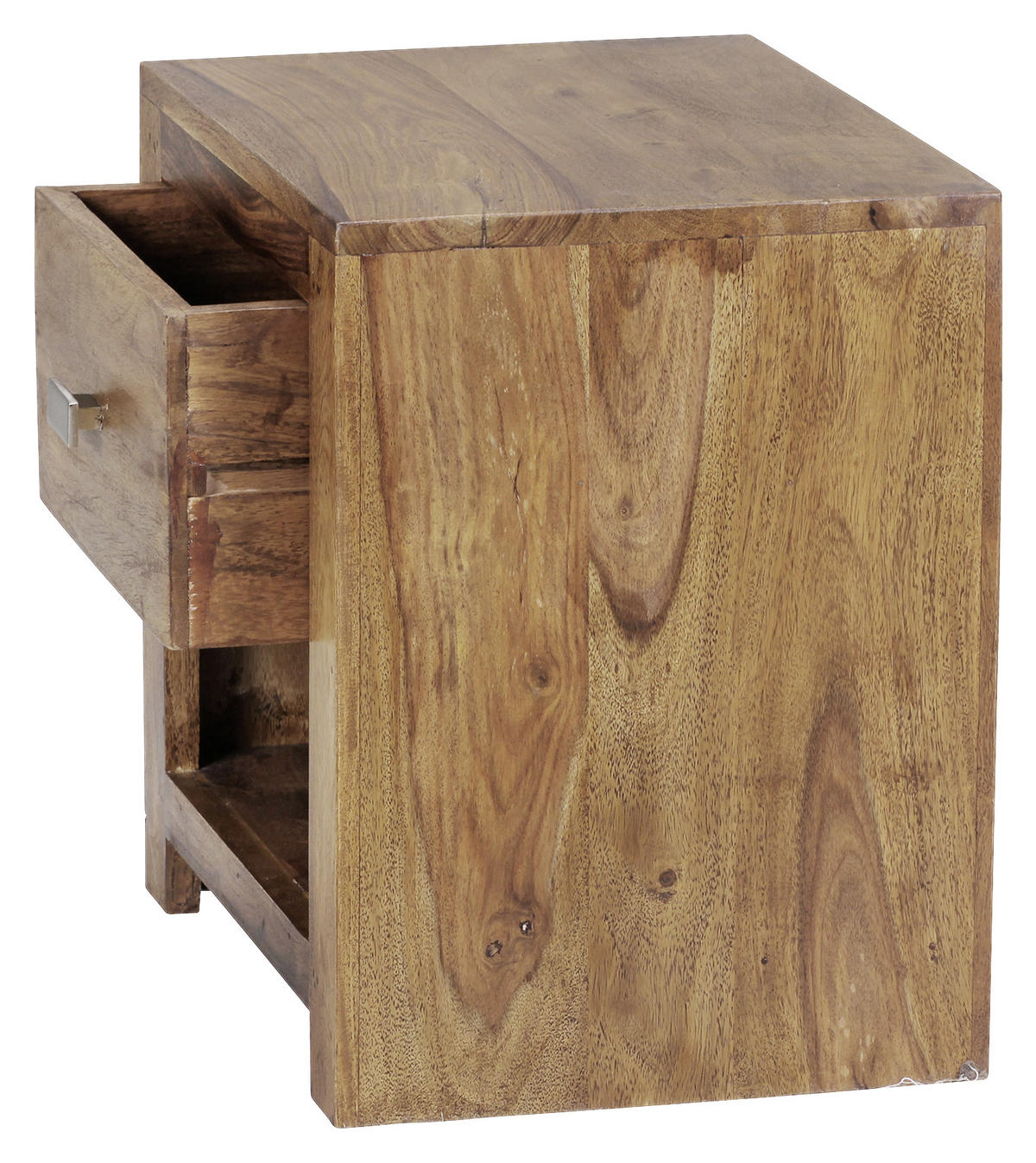 NACHTSCHRANK 40/40/30 cm Sheesham massiv  - Chromfarben/Sheeshamfarben, KONVENTIONELL, Holz/Metall (40/40/30cm) - MID.YOU
