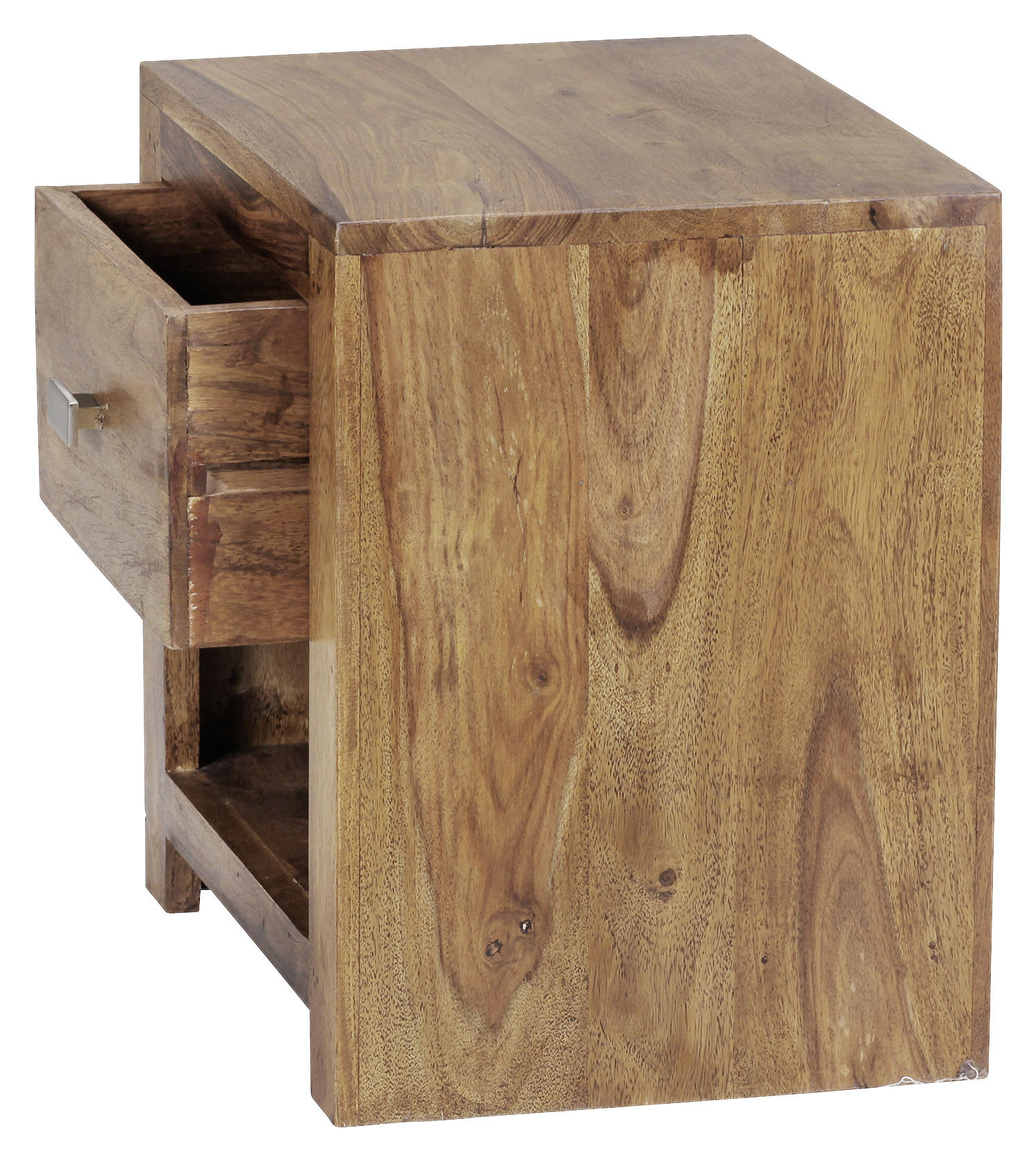 Thumbnail - Mid.you Nachtschrank Skyport Mumbai, Sheesham, Metall, Sheesham, massiv, 1 Schublade(n) Schubladen, 40x40x30 cm, Holzmöb...