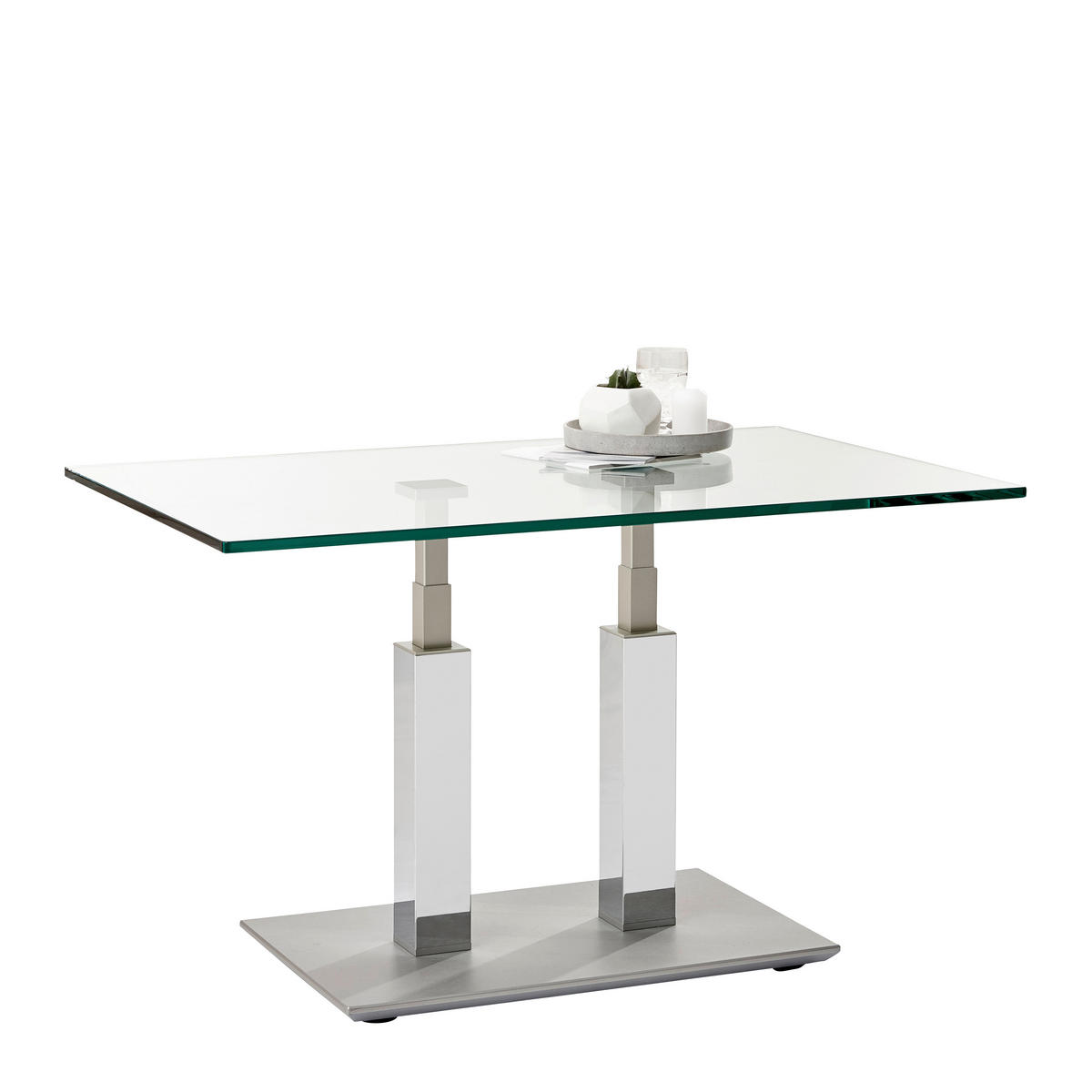 COUCHTISCH in Metall, Glas 110/70/46-65 cm  - Chromfarben/Edelstahlfarben, Design, Glas/Kunststoff (110/70/46-65cm)