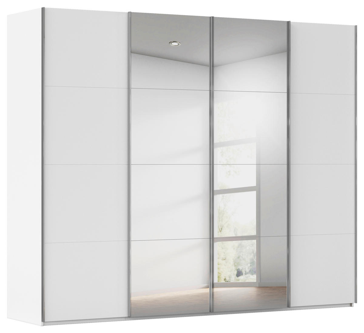 SCHWEBETÜRENSCHRANK 271/223/68 cm 4-türig Weiß  - Chromfarben/Weiß, Design, Holzwerkstoff/Metall (271/223/68cm) - Novel