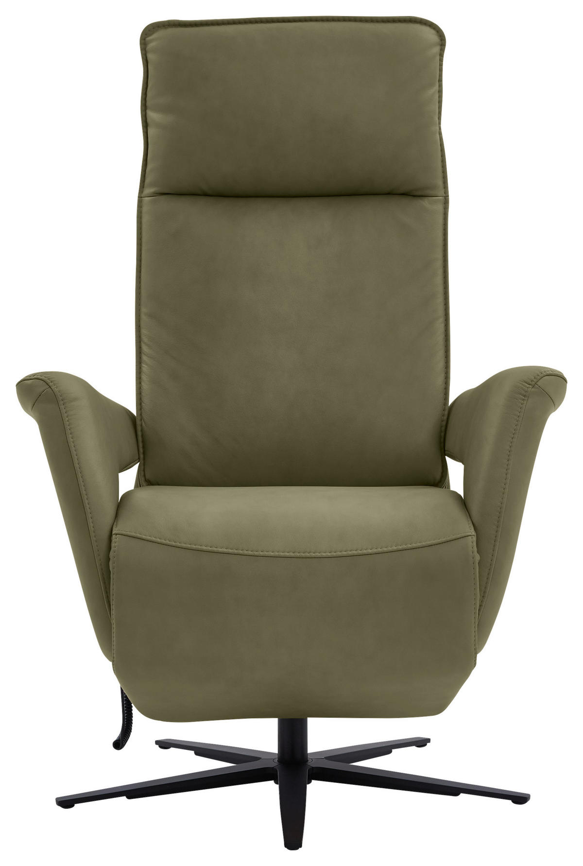 RELAXSESSEL in Leder Grün  - Schwarz/Grün, Design, Leder/Metall (83/123/87cm) - Valdera