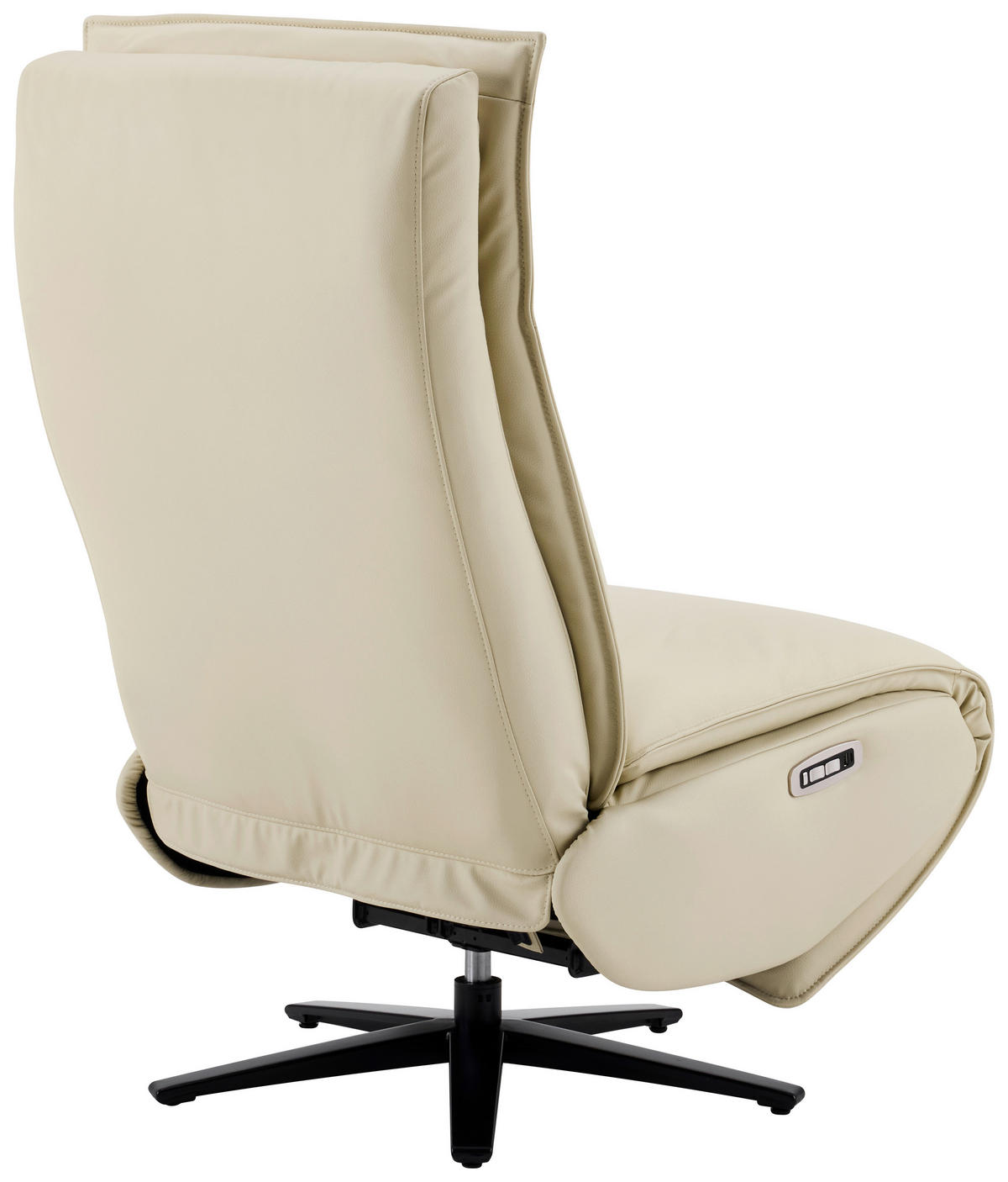 RELAXSESSEL Lederlook Echtleder Relaxfunktion, Kopfteilverstellung, Fußteilverstellung    - Beige/Schwarz, Design, Leder/Textil (70/110/82cm) - Stylife