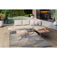 LOUNGEGARNITUR   57/35/57 cm Akazie vollmassiv Aluminium  - Beige/Beigebraun, MODERN, Holz/Textil (57/35/57cm) - Ambia Garden