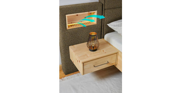 BOXSPRINGBETT 160/200 cm in Eichefarben, Olivgrün - Eichefarben/Olivgrün, Natur, Holz/Textil (160/200cm) - Valnatura