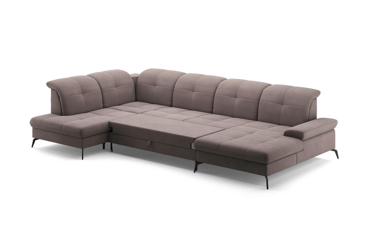 WOHNLANDSCHAFT Taupe Flachgewebe  - Taupe/Schwarz, KONVENTIONELL, Textil/Metall (231/357/185cm) - Sit & More
