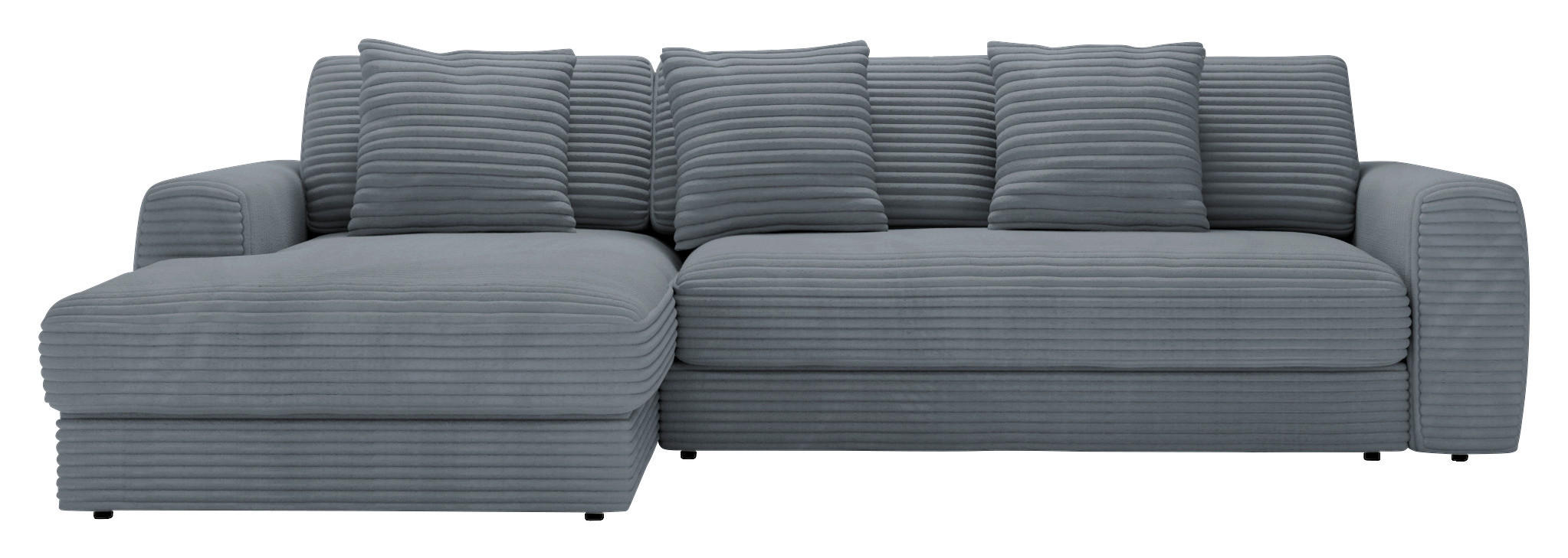 ECKSOFA in Cord Grau  - Schwarz/Grau, Modern, Kunststoff/Textil (182/302cm) - Carryhome