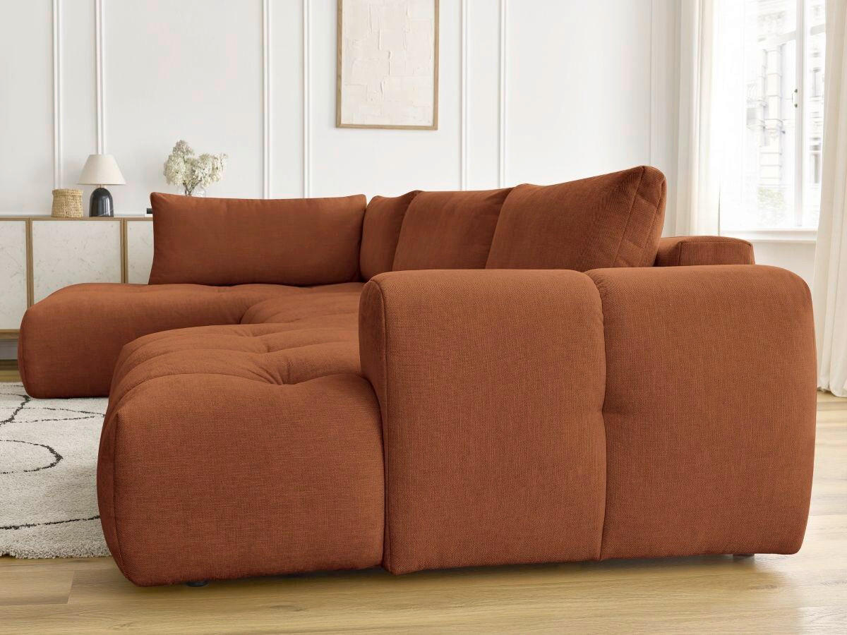 WOHNLANDSCHAFT  FUJI  Orange Leinenoptik  - Schwarz/Orange, MODERN, Kunststoff/Textil (204/377/160cm)