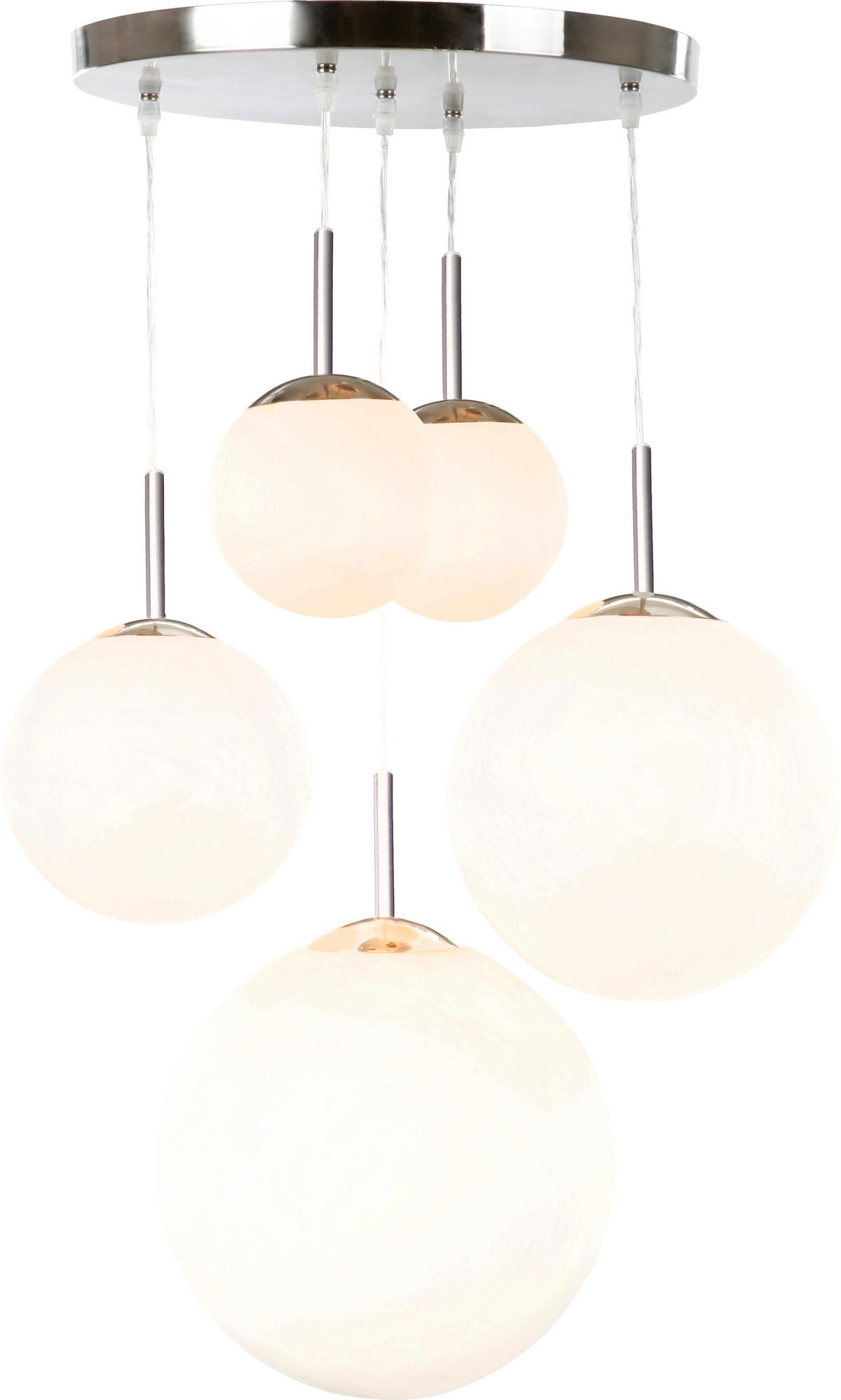 VISEČA SVETILKA        50/90 cm     60 W E27 - barve niklja/opal, Basics, kovina/steklo (50/90cm) - Globo