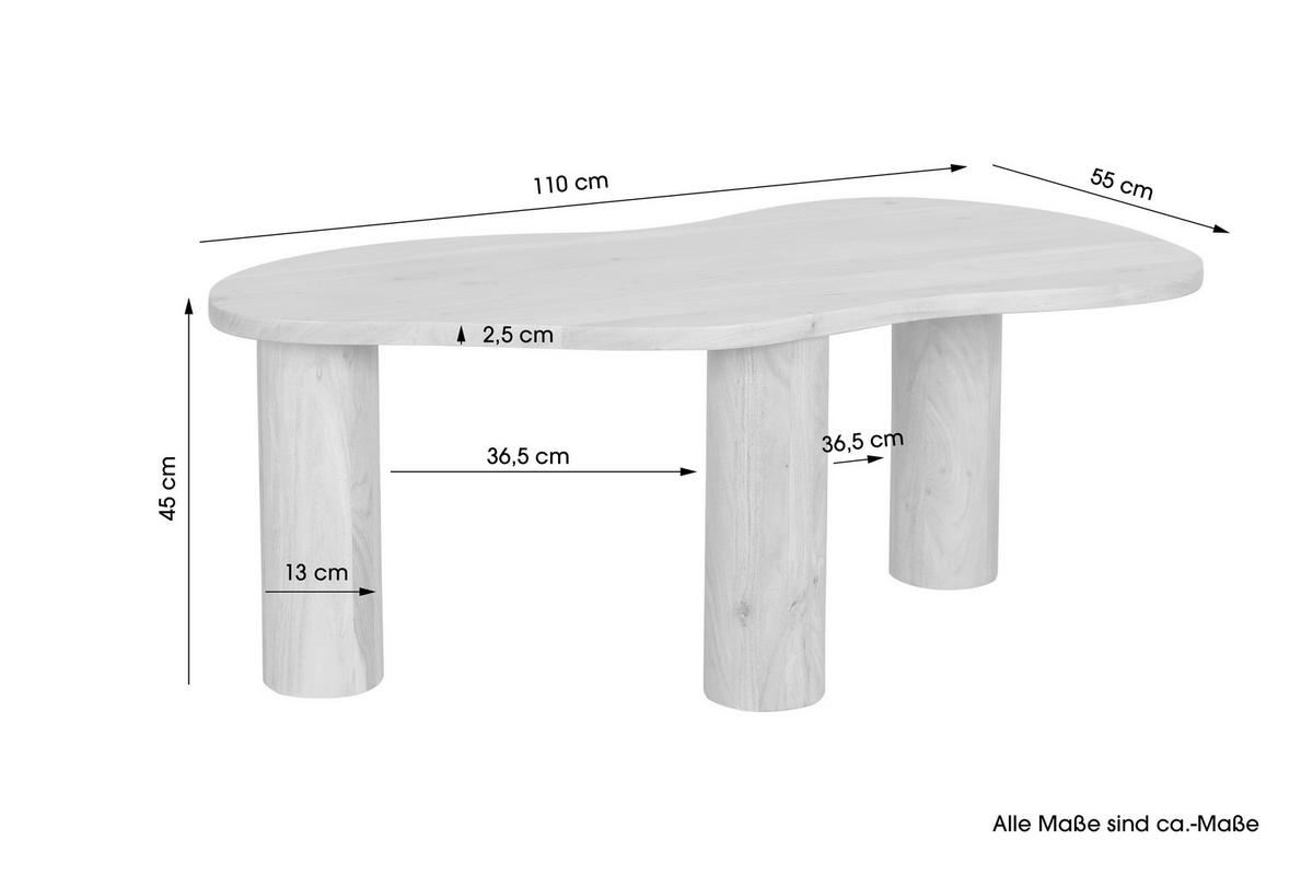 COUCHTISCH Akazie massiv Freiform Naturfarben  - Schwarz/Naturfarben, Design, Holz (110/45/55cm) - MID.YOU