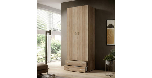 DREHTÜRENSCHRANK in Sonoma Eiche - Alufarben/Sonoma Eiche, MODERN, Holzwerkstoff/Kunststoff (81/176/50,8cm) - Carryhome