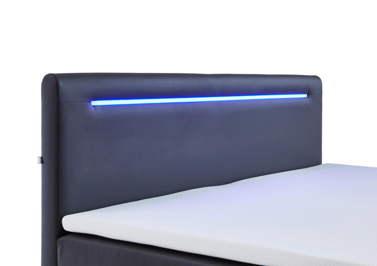 BOXBETT 180/200 cm  in Schwarz  - Chromfarben/Schwarz, MODERN, Textil/Metall (180/200cm) - Livetastic