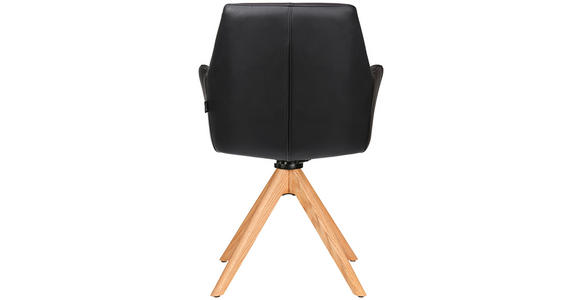 ARMLEHNSTUHL in Holz, Leder Schwarz, Eichefarben  - Eichefarben/Schwarz, KONVENTIONELL, Leder/Holz (59,5/87,5/63cm) - Novel