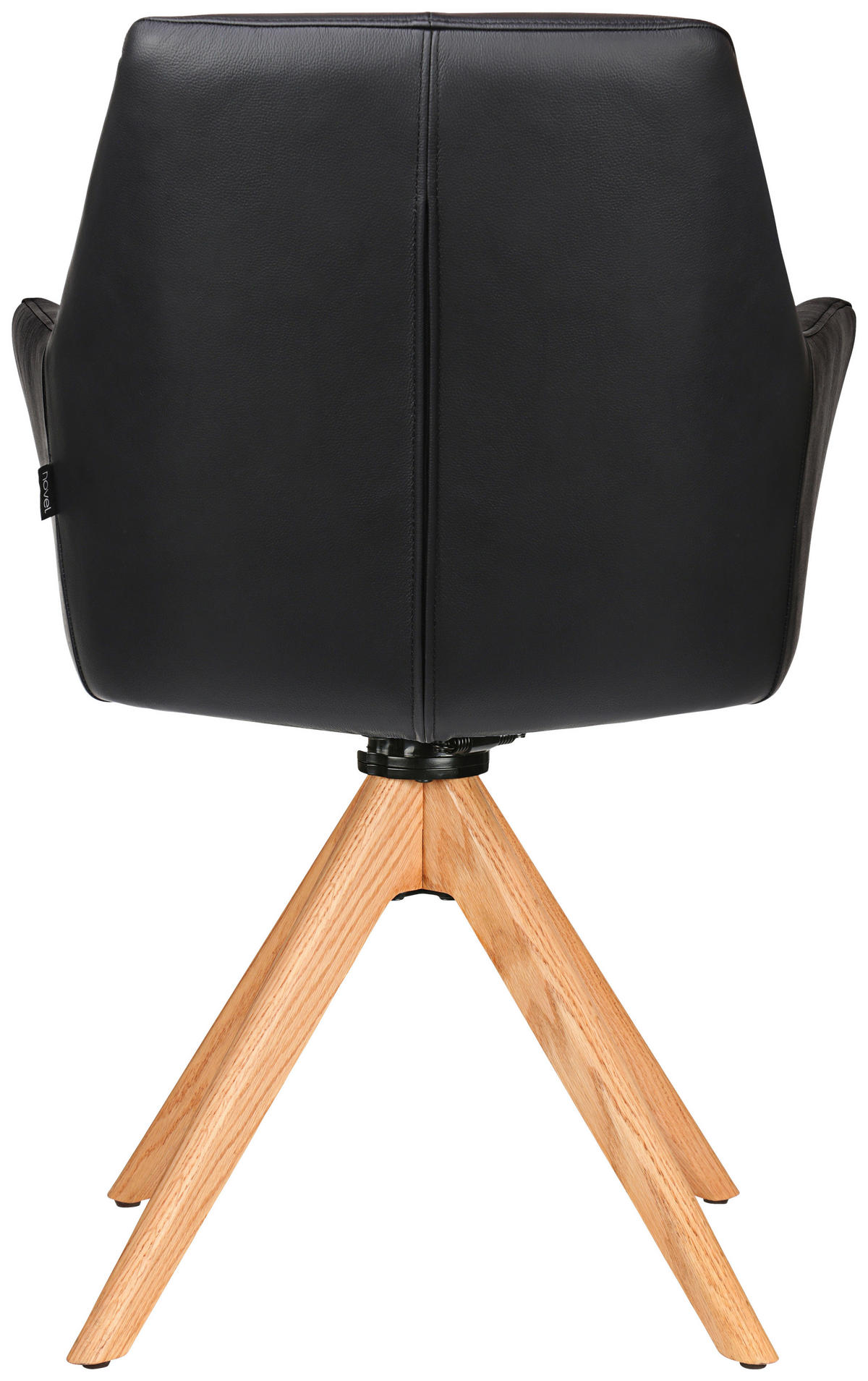 ARMLEHNSTUHL in Holz, Leder Schwarz, Eichefarben  - Eichefarben/Schwarz, KONVENTIONELL, Leder/Holz (59,5/87,5/63cm) - Novel