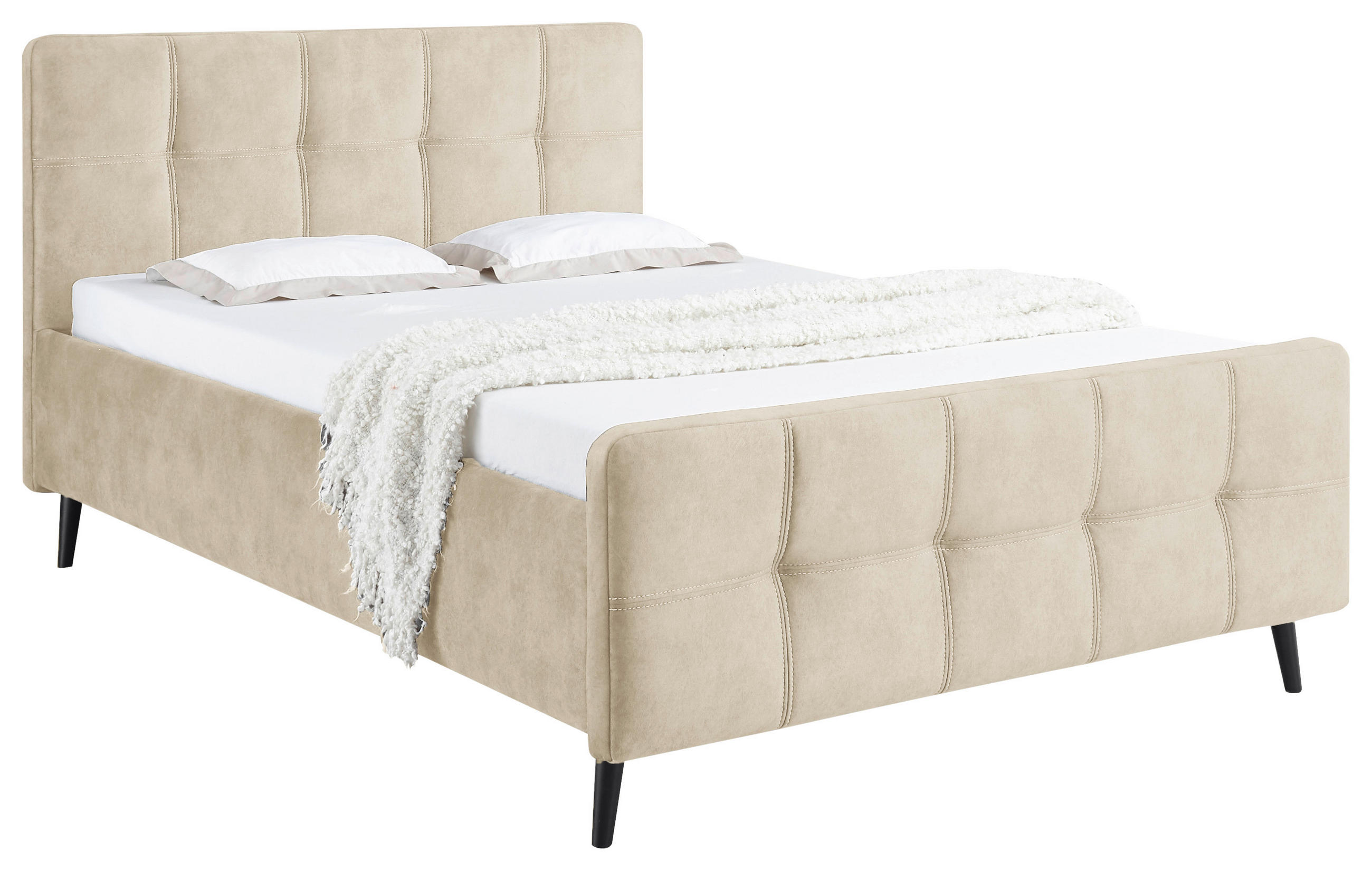 POLSTERBETT 140/200 cm  in Creme  - Creme/Schwarz, Basics, Holz/Textil (140/200cm) - MID.YOU