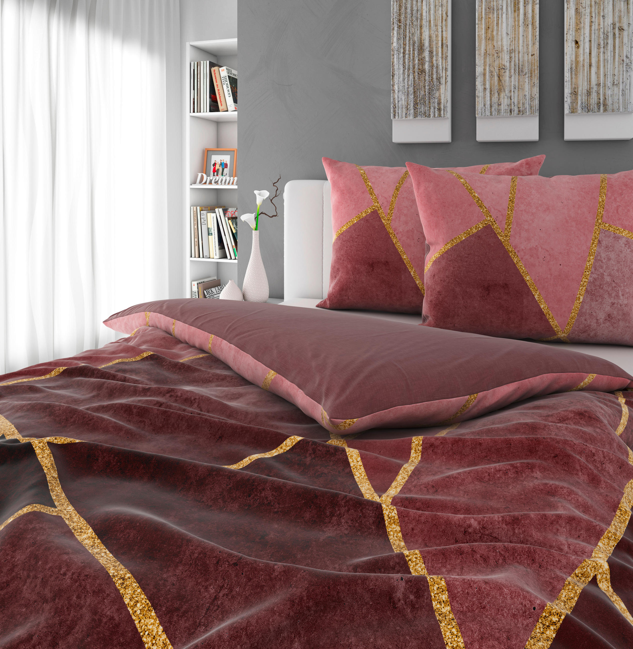 POSTELJINA SA DVA LICA BORA 200/200 cm saten boja sleza  - boja sleza, Osnovno, tekstil (200/200cm) - Esposa