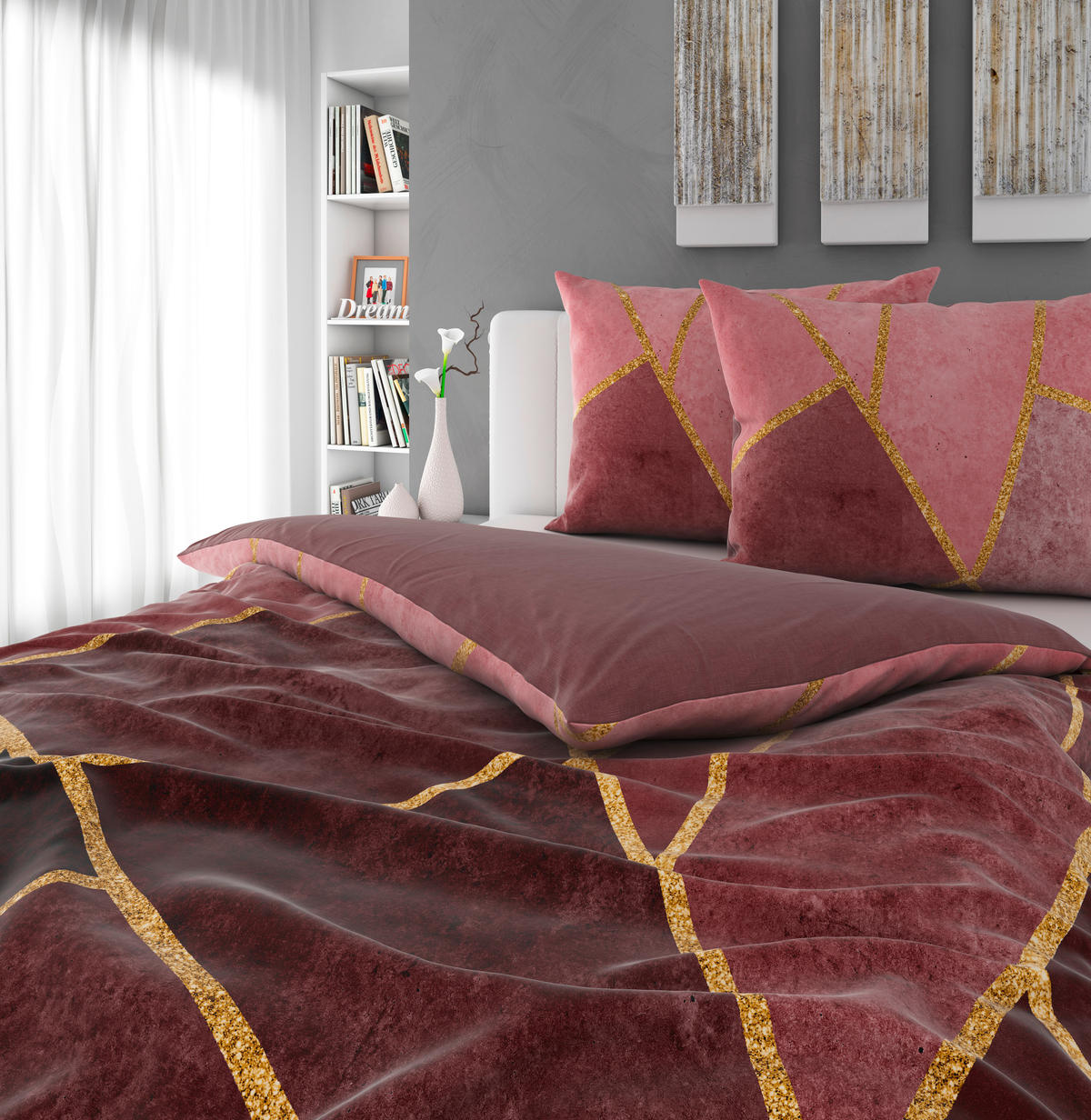 POSTELJINA SA DVA LICA BORA 200/200 cm saten boja sleza  - boja sleza, Osnovno, tekstil (200/200cm) - Esposa