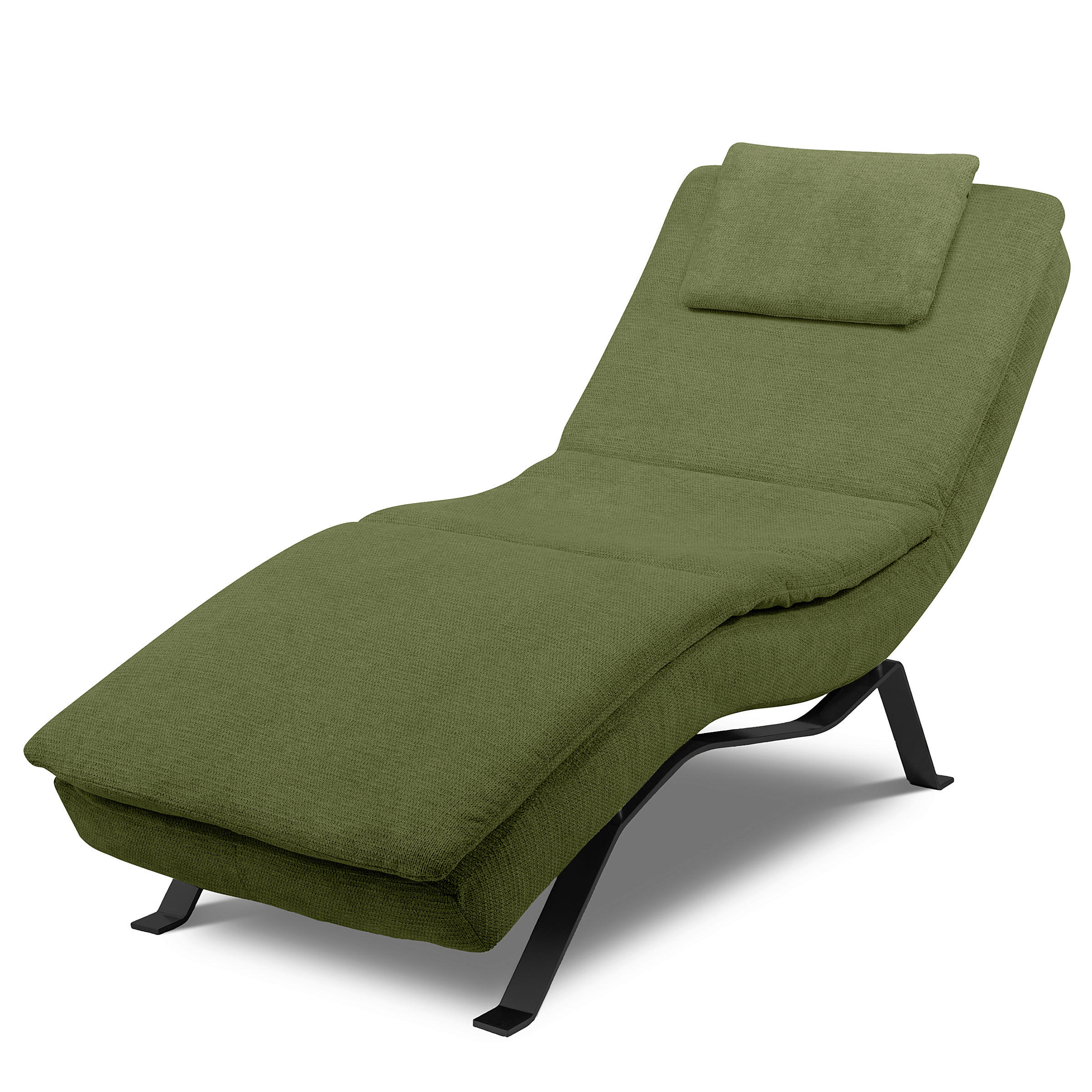 RELAXLIEGE Echtleder Grün  - Schwarz/Grün, Design, Leder/Metall (65/95/171cm) - Celina Home