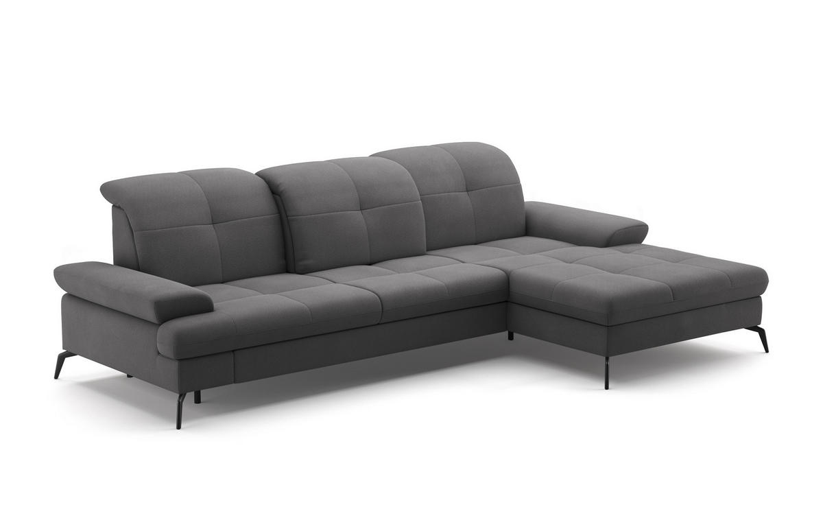 CANAPÉ D'ANGLE in Flachgewebe Grau  - Schwarz/Grau, Konventionell, Textil/Metall (279/185cm) - Sit & More
