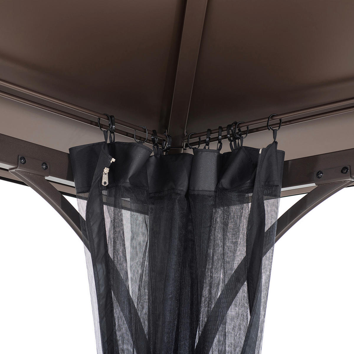 Pavillon inkl. Moskitonetz 366/293/307 cm Stahl  - Dunkelbraun/Schwarz, Basics, Metall (366/293/307cm) - Modante