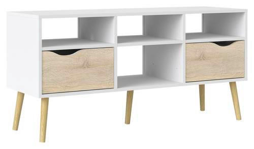 TV-BÄNK i vit, ekfärgad  - vit/ekfärgad, Design, trämaterial/trä (117,2/57,4/39,1cm) - Best Price