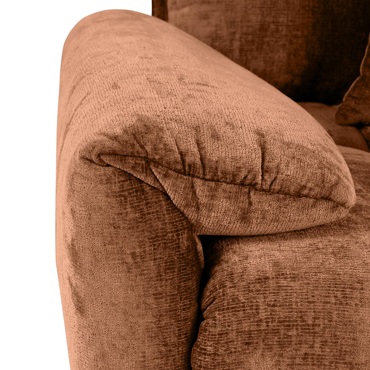 BIGSOFA in Chenille Rostfarben  - Rostfarben/Schwarz, Design, Kunststoff/Textil (265/67/130cm) - home24