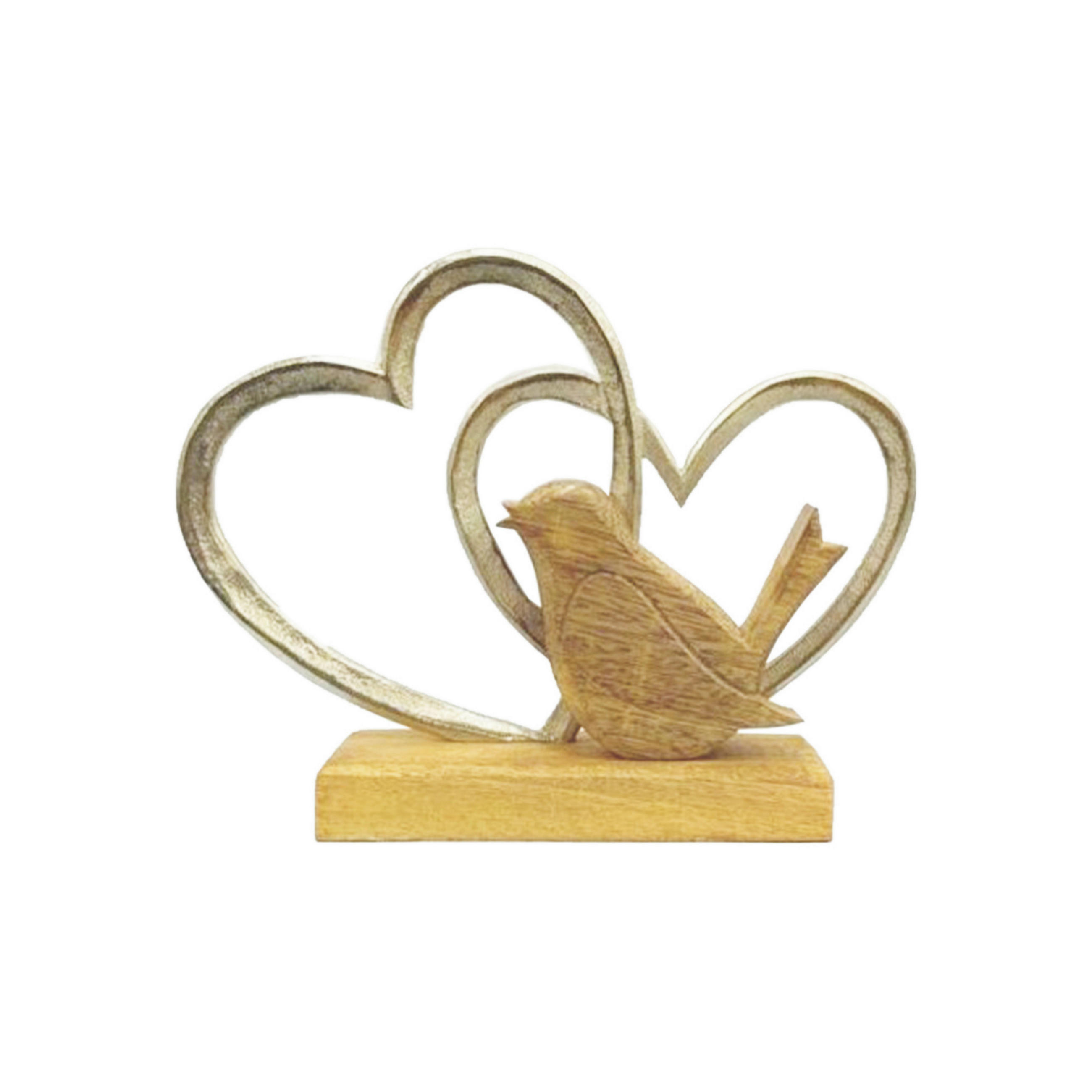 DEKOR MADÁR - natúr színű/nikkelszínű, Lifestyle, fa/fém (24,5/19/5cm)