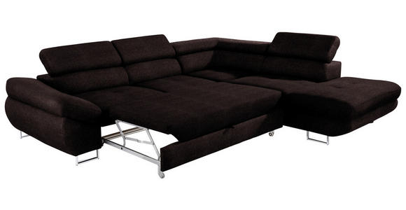 ECKSOFA in Webstoff Mokka  - Mokka, Design, Textil/Metall (280/235cm) - Hom`in