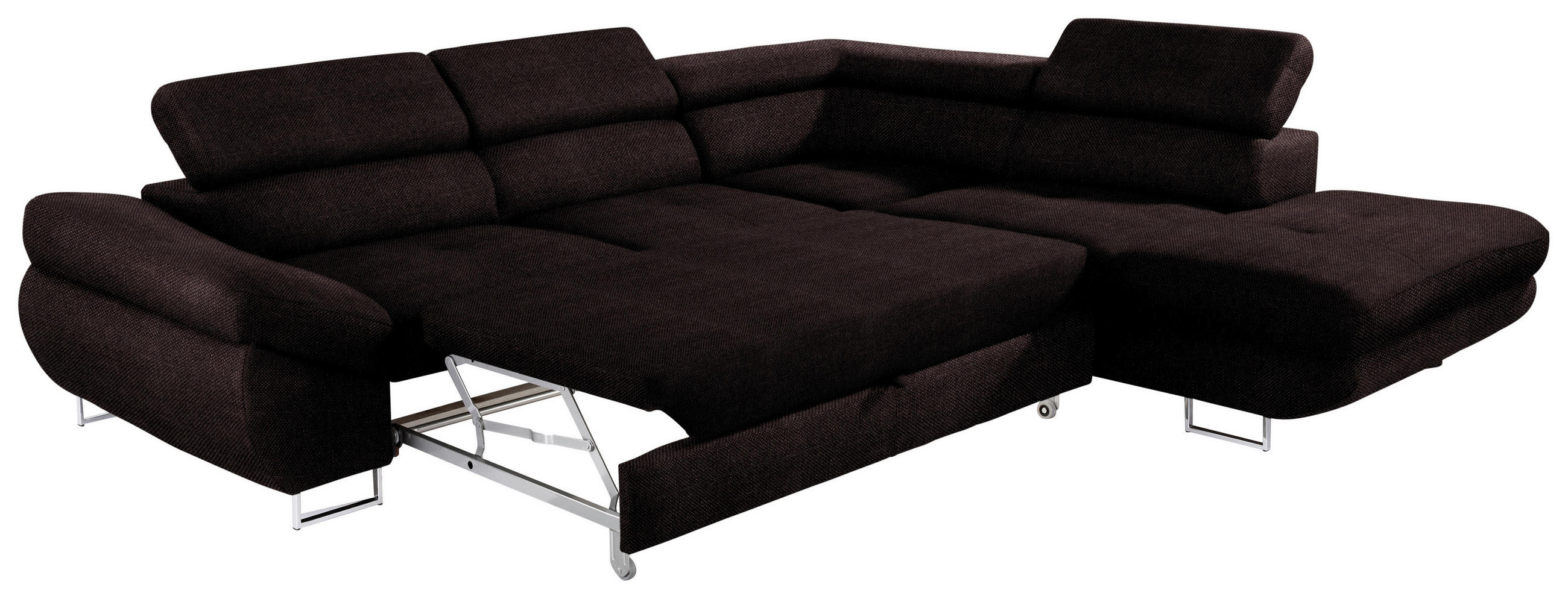ECKSOFA in Webstoff Mokka  - Mokka, Design, Textil/Metall (280/235cm) - Hom`in