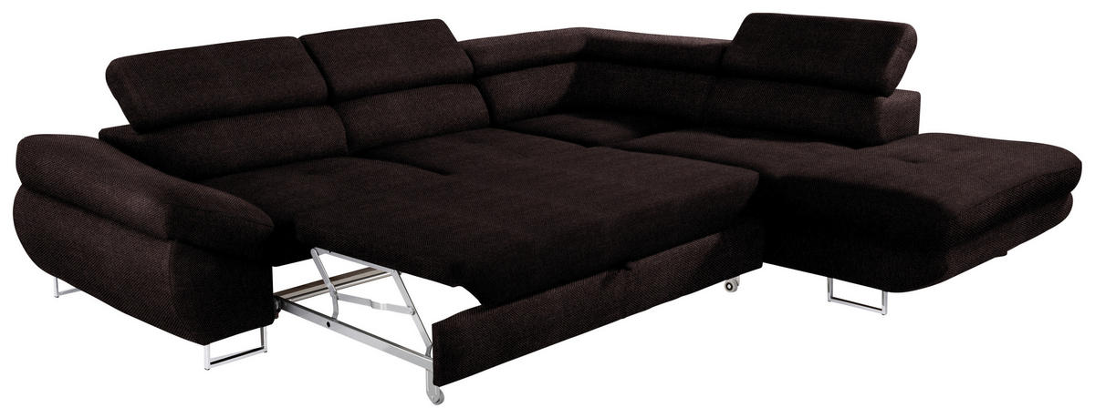 ECKSOFA in Webstoff Mokka  - Mokka, Design, Textil/Metall (280/235cm) - Hom`in