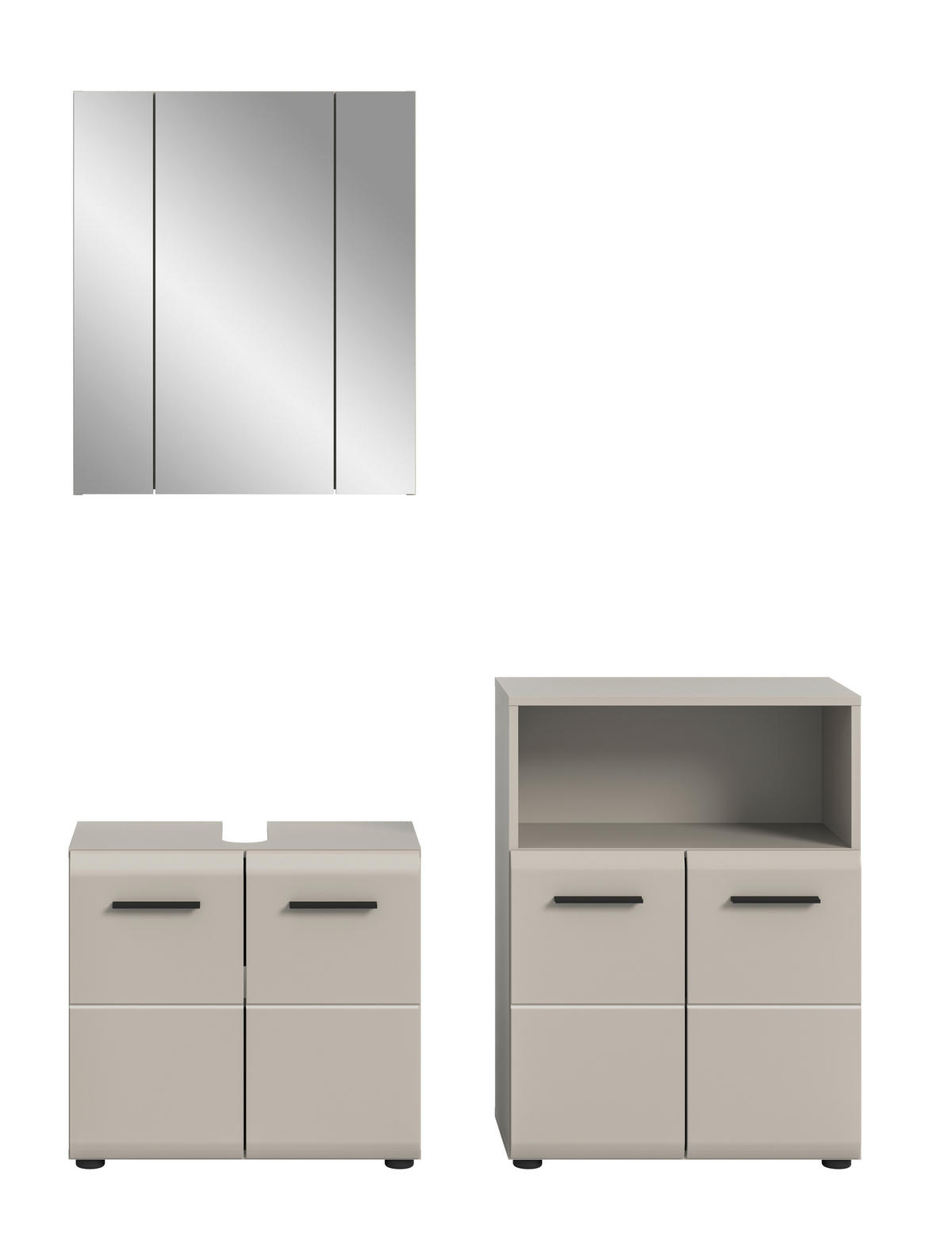 BADEZIMMER 3-teilig  in 120 cm  - Kaschmir/Schwarz, Trend, Glas/Holzwerkstoff (120cm) - MID.YOU