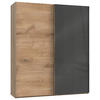 SCHWEBETÜRENSCHRANK in Grau, Eichefarben  - Chromfarben/Eichefarben, Modern, Holzwerkstoff (200/236/65cm) - MID.YOU