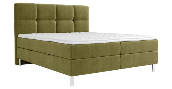 BOXBETT 180/200 cm in Olivgrün - Chromfarben/Olivgrün, Design, Holz/Holzwerkstoff (180/200cm) - Esposa