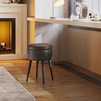 HOCKER Lederlook Braun, Schwarz  - Creme/Schwarz, Trend, Textil/Metall (32/44/32cm) - MID.YOU