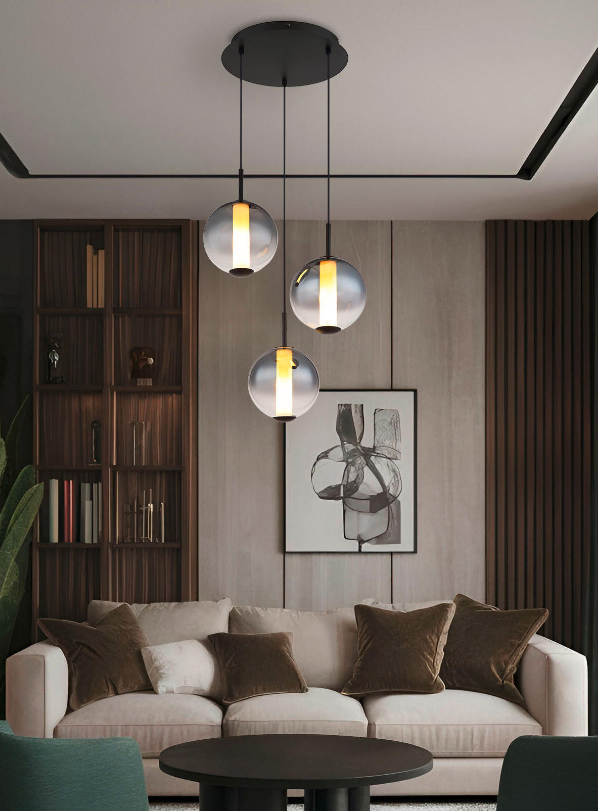 LED-HÄNGELEUCHTE 38/120 cm  - Schwarz/Weiß, KONVENTIONELL, Glas/Kunststoff (38/120cm) - Globo