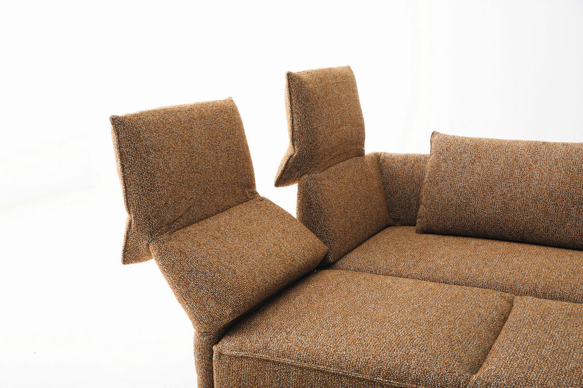 ECKSOFA Dunkelorange Chenille Rücken echt, Armteilverstellung, Relaxfunktion, Drehsitzfunktion  - Dunkelorange/Schwarz, Design, Holz/Textil (209/252cm) - Koinor