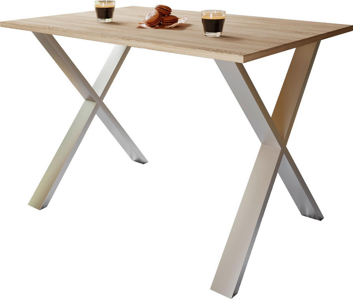 SCHREIBTISCH 160/80/76 cm  in Silberfarben, Sonoma Eiche  - Silberfarben/Sonoma Eiche, Design (160/80/76cm) - MID.YOU