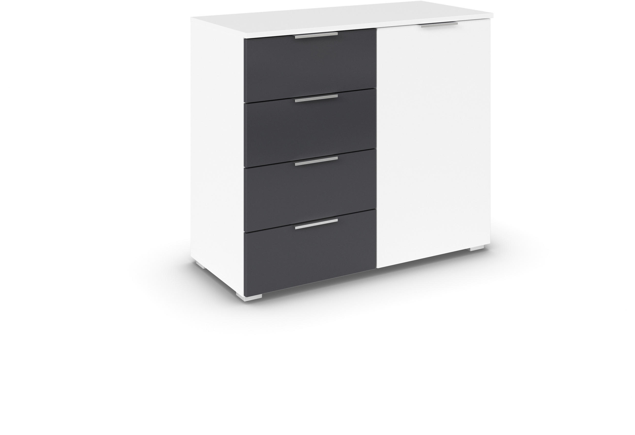 KOMMODE  in 93/81/42 cm  - Dunkelgrau/Silberfarben, MODERN, Holzwerkstoff/Metall (93/81/42cm) - Boxxx