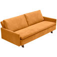 SCHLAFSOFA Flachgewebe Currygelb  - Currygelb/Eichefarben, KONVENTIONELL, Holz/Textil (220/85/98cm) - Carryhome