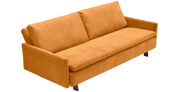 SCHLAFSOFA Flachgewebe Currygelb  - Currygelb/Eichefarben, KONVENTIONELL, Holz/Textil (220/85/98cm) - Carryhome