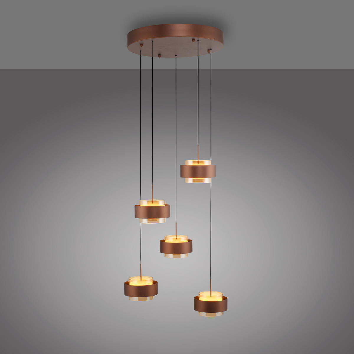 LED-HÄNGELEUCHTE 51/51/200 cm  - Kupferfarben, Design, Kunststoff/Metall (51/51/200cm)