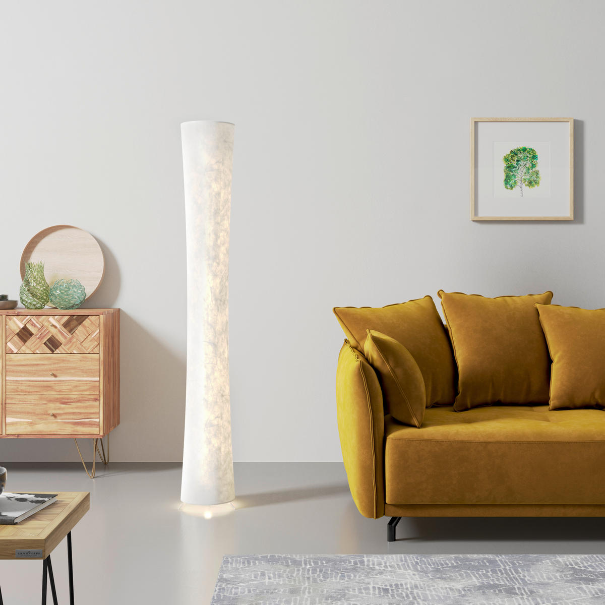 STOJACIA LED LAMPA, 23/158 cm  - biela, Basics, kov/textil (23/158cm) - Novel