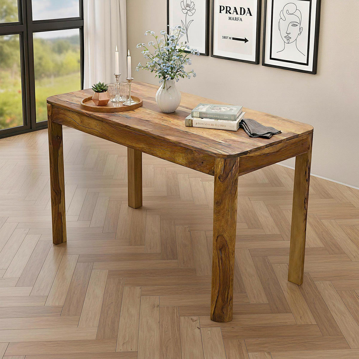 ESSTISCH 120/60/76 cm Echtholz  Holz rechteckig Braun  - Braun, Design, Holz (120/60/76cm) - MID.YOU